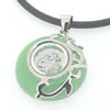 Sterling Silver Pendant/Charm,  platina plating with Jade, Hare 24x19mm, Sold by PC