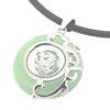 Sterling Silver Pendant/Charm,  platina plating with Jade, Rat 24x19mm, Sold by PC