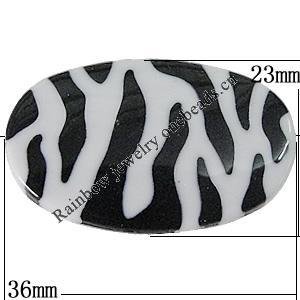 Painted Spray-paint Stripe Acrylic Beads, Flat Oval 36x23mm Hole:2mm, Sold by Bag