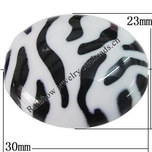 Painted Spray-paint Stripe Acrylic Beads, Flat Oval 30x23mm Hole:2mm, Sold by Bag