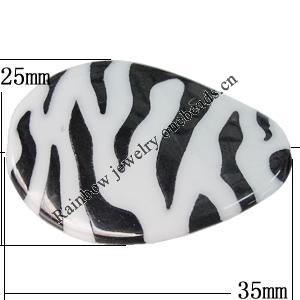 Painted Spray-paint Stripe Acrylic Beads, Twist Flat Oval 35x25mm Hole:2mm, Sold by Bag