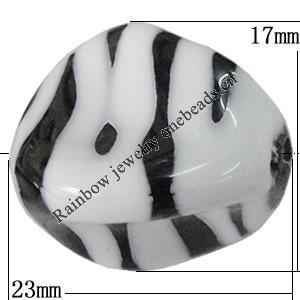 Painted Spray-paint Stripe Acrylic Beads, 23x17mm Hole:2mm, Sold by Bag