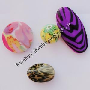 Watermark Acrylic Beads, Mix Style & Mix Color 20mm-50x25mm, Sold by Bag