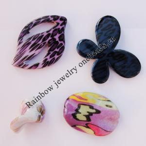 Watermark Acrylic Beads, Mix Style & Mix Color 27x18mm-24x45mm, Sold by Bag