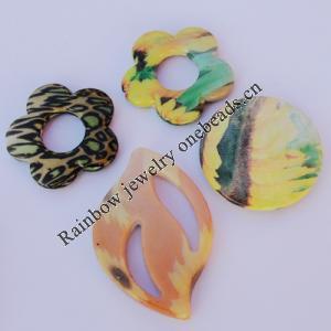 Watermark Acrylic Beads, Mix Style & Mix Color 32mm-48x42mm, Sold by Bag