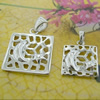 Sterling Silver Couples Pendant/Charm, 26.3x18mm  19.55x13.25mm Sold by Pair