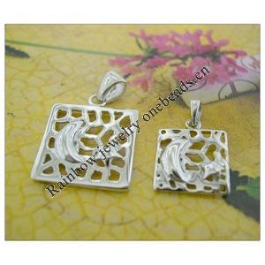 Sterling Silver Couples Pendant/Charm, 26.3x18mm  19.55x13.25mm Sold by Pair