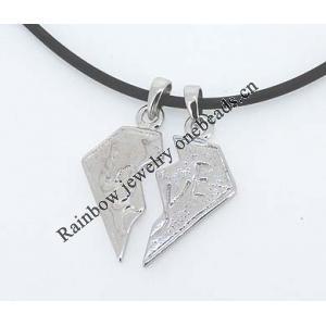 Sterling Silver Couples Pendant/Charm, 33x15mm  33x15mm Sold by Pair