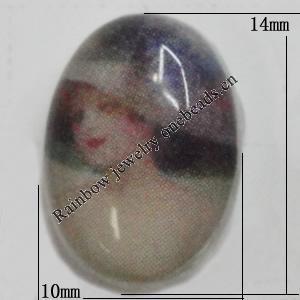 Resin Beads, No-Hole Jewelry findings, The other side is flat 14x10mm, Sold by Bag