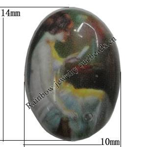 Resin Beads, No-Hole Jewelry findings, The other side is flat 14x10mm, Sold by Bag