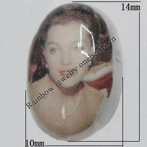 Resin Beads, No-Hole Jewelry findings, The other side is flat 14x10mm, Sold by Bag