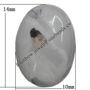 Resin Beads, No-Hole Jewelry findings, The other side is flat 14x10mm, Sold by Bag