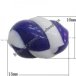 Painted Spray-paint Stripe Acrylic Beads, 15x10mm Hole:2mm, Sold by Bag