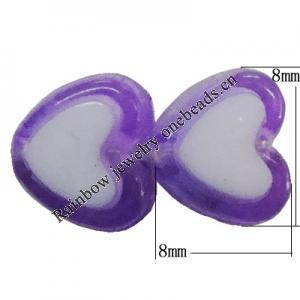 Acrylic Beads, Heart 8x8mm Hole:2mm, Sold by Bag