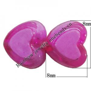 Acrylic Beads, Heart 8x8mm Hole:2mm, Sold by Bag