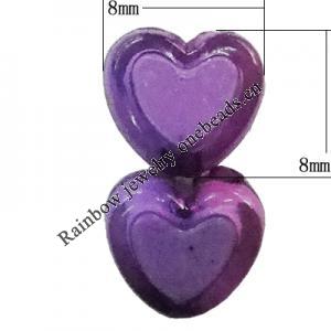 Acrylic Beads, Heart 8x8mm Hole:2mm, Sold by Bag