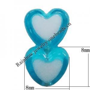 Acrylic Beads, Heart 8x8mm Hole:2mm, Sold by Bag