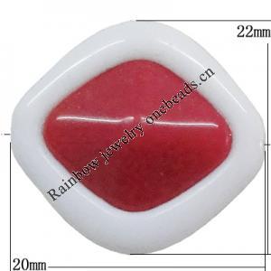 Painted Spray-paint Stripe Acrylic Beads, Diamond 22x20mm Hole:2mm, Sold by Bag