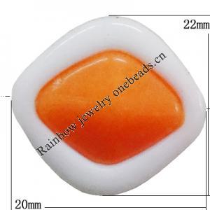 Painted Spray-paint Stripe Acrylic Beads, Diamond 22x20mm Hole:2mm, Sold by Bag