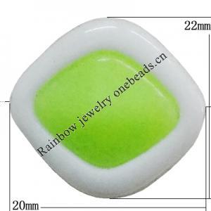 Painted Spray-paint Stripe Acrylic Beads, Diamond 22x20mm Hole:2mm, Sold by Bag