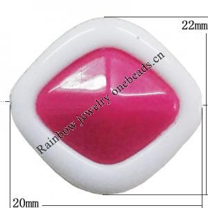 Painted Spray-paint Stripe Acrylic Beads, Diamond 22x20mm Hole:2mm, Sold by Bag