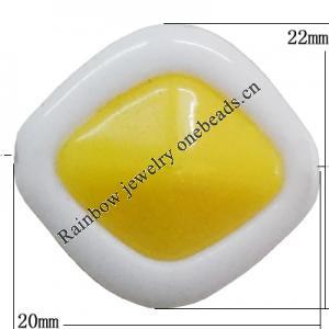 Painted Spray-paint Stripe Acrylic Beads, Diamond 22x20mm Hole:2mm, Sold by Bag
