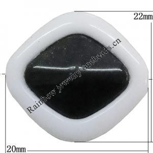 Painted Spray-paint Stripe Acrylic Beads, Diamond 22x20mm Hole:2mm, Sold by Bag