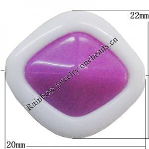 Painted Spray-paint Stripe Acrylic Beads, Diamond 22x20mm Hole:2mm, Sold by Bag