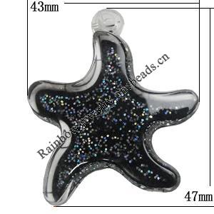 Acrylic Pendant With Colorful Powder, Starfish 47x43mm Hole:2mm, Sold by Bag