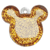 Acrylic Pendant With Colorful Powder, Animal Head 43x50mm Hole:2mm, Sold by Bag