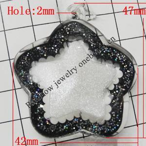 Acrylic Pendant With Colorful Powder, Star 47x42mm Hole:2mm, Sold by Bag