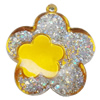 Acrylic Pendant With Colorful Powder, Flower 55x50mm Hole:2mm, Sold by Bag