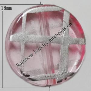 Acrylic Beads Jewelry finding, Flat Round 18mm Sold by Bag