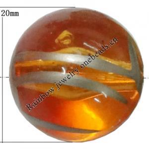 Acrylic Beads Jewelry finding, Round 20mm Sold by Bag