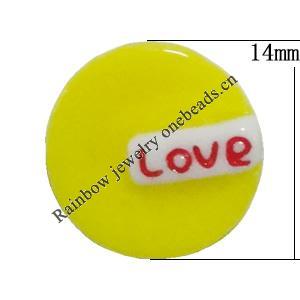 Resin Cabochons, No Hole Headwear & Costume Accessory, Flat Round 14mm, Sold by Bag