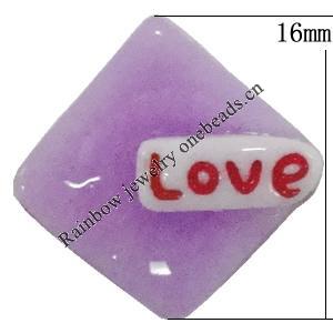 Resin Cabochons, No Hole Headwear & Costume Accessory, Diamond 16mm, Sold by Bag