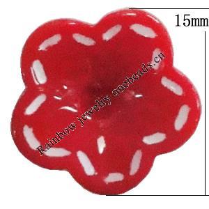 Resin Cabochons, No Hole Headwear & Costume Accessory, Flower 15mm, Sold by Bag