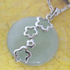 Sterling Silver Pendant/Charm,  platina plating with Jade, Falt Round 29x21mm, Sold by PC