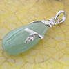 Sterling Silver Pendant/Charm,  platina plating with Jade, 26x9.68mm, Sold by PC