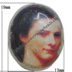 Resin Beads, No-Hole Jewelry findings, The other side is flat 19x13mm, Sold by Bag 