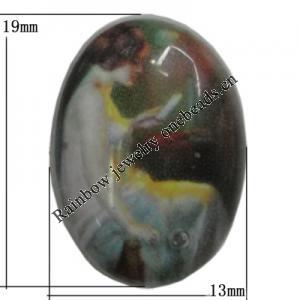 Resin Beads, No-Hole Jewelry findings, The other side is flat 19x13mm, Sold by Bag 