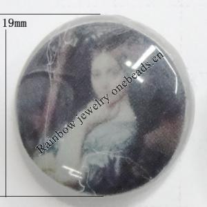 Resin Beads, No-Hole Jewelry findings, The other side is flat 19mm, Sold by Bag 
