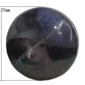 Resin Beads, No-Hole Jewelry findings, The other side is flat 27mm, Sold by Bag 