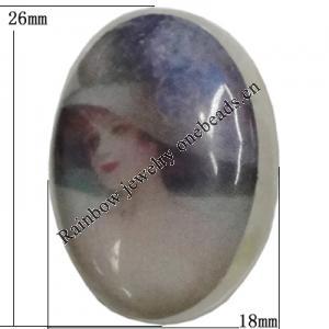 Resin Beads, No-Hole Jewelry findings, The other side is flat 26x18mm, Sold by Bag 