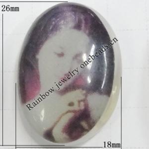 Resin Beads, No-Hole Jewelry findings, The other side is flat 26x18mm, Sold by Bag 