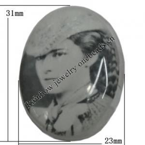 Resin Beads, No-Hole Jewelry findings, The other side is flat 31x23mm, Sold by Bag 