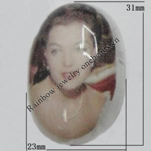 Resin Beads, No-Hole Jewelry findings, The other side is flat 31x23mm, Sold by Bag 
