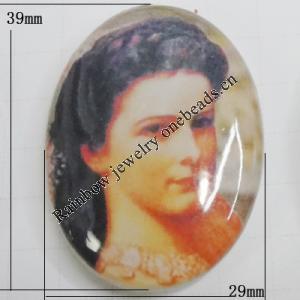 Resin Beads, No-Hole Jewelry findings, The other side is flat 39x29mm, Sold by Bag 