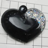 Acrylic Pendant With Colorful Powder, Heart 42x50mm Hole:1.5mm, Sold by Bag