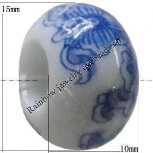 Porcelain beads European style, 15x10mm Hole:6mm Sold by Bag